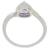 Sterling Silver Semi Mount Ring Setting Pear PE 8x6mm Halo Topaz Delicate - Syzjewelry